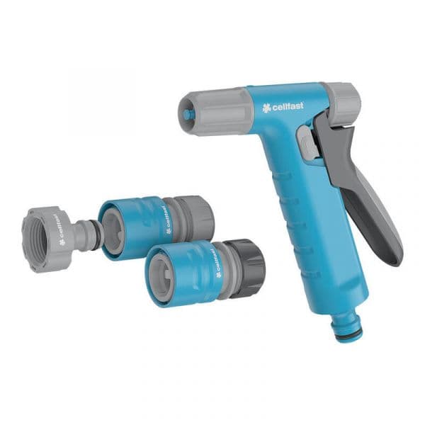 Cellfast Kit Pistola e Conectores Hydron Ideal 15 mm (1/2" - 5/8") com Aspersor de Relva