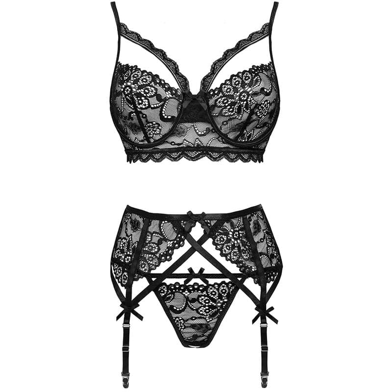 Livco Corsetti Fashion Moridam Lc 90552 Sujetador + Liguero + Panty Negro L/XL (D-239125)