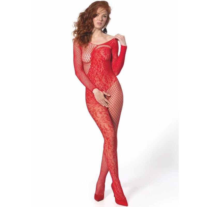 Passion Bs 107 Bodystocking Vermelho Tamanho Único