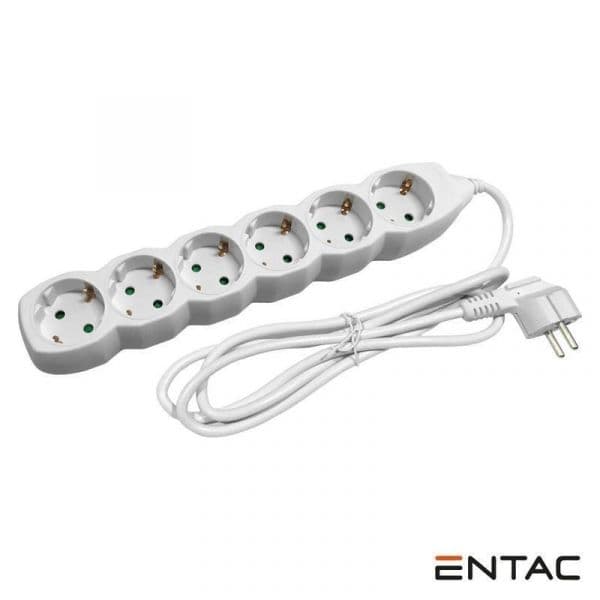 Entac Tomada Elétrica com 6 Saídas 1.5m Branco - ESEG6-1.5