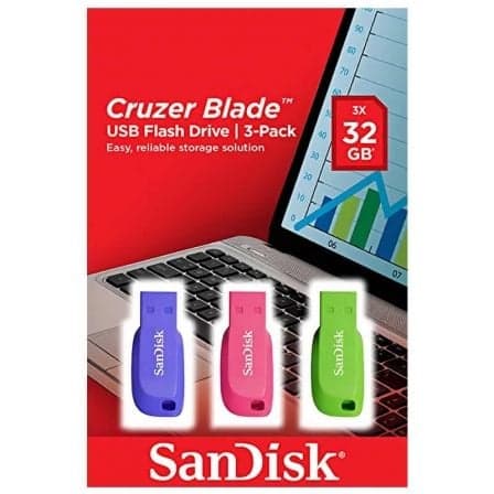 MEMORIA 32GB SANDISK CRUZER BLADE PACK 3 UNIDADES