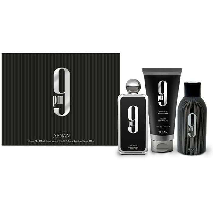 Afnan 9 PM Man Eau de Parfum 100ml + Desodorizante 150ml + Gel de Banho 150ml Coffret