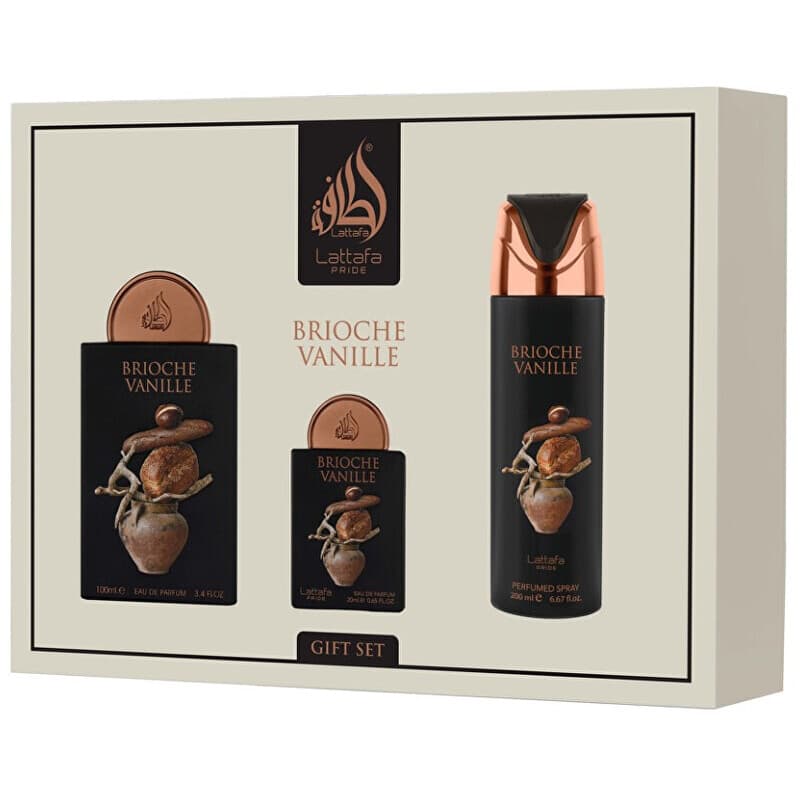 Lattafa Brioche Vanille Eau de Parfum 100ml + Eau de Parfum 20ml + Perfumed Spray 200ml Coffret