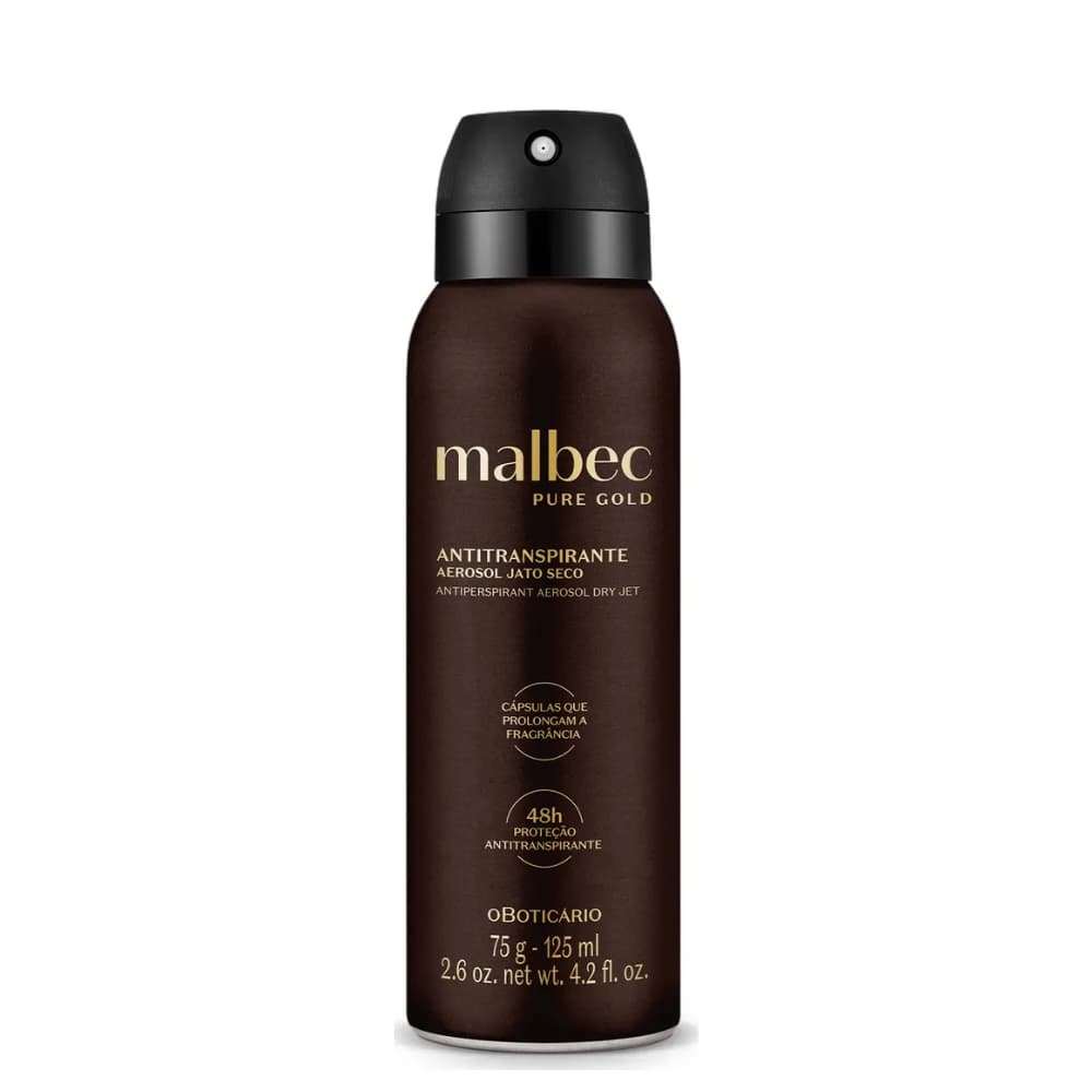 O Boticario Desodorizante Aerossol Malbec Pure Gold 125ml