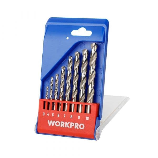 WORKPRO Conjunto de Brocas de Metal Retificadas 8 Peças 3-10mm Preta