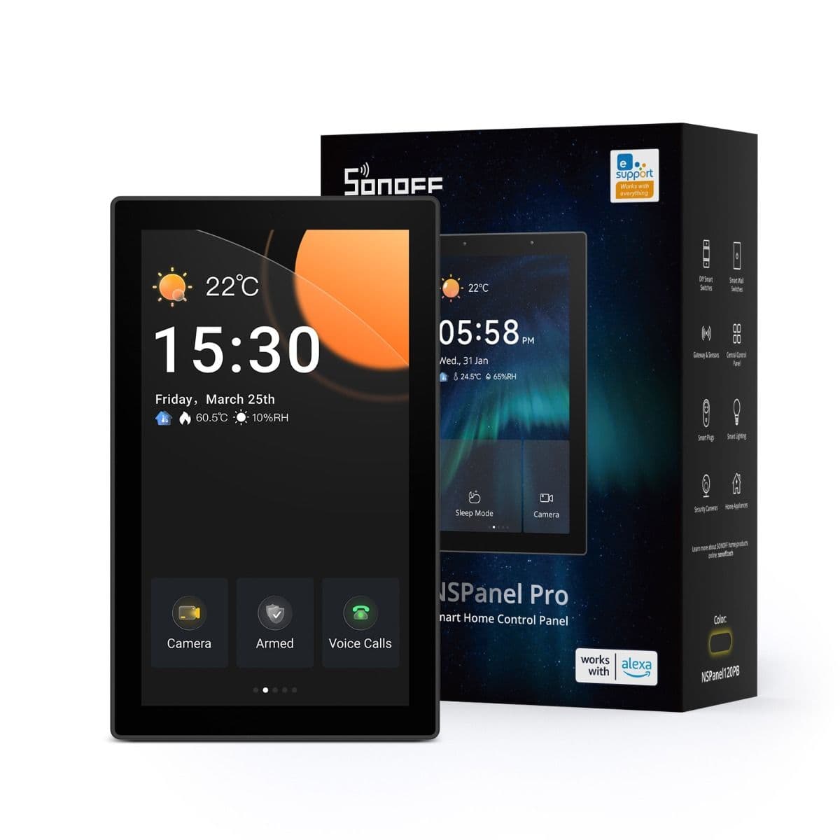 Sonoff Painel Parede Pro 120 Matter WiFi/Bluetooth/ZigBee Preto
