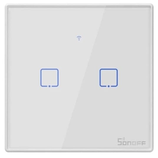 Sonoff T2EU2C-TX Branco Neve Interruptor de Parede Táctil Duplo WiFi+RF
