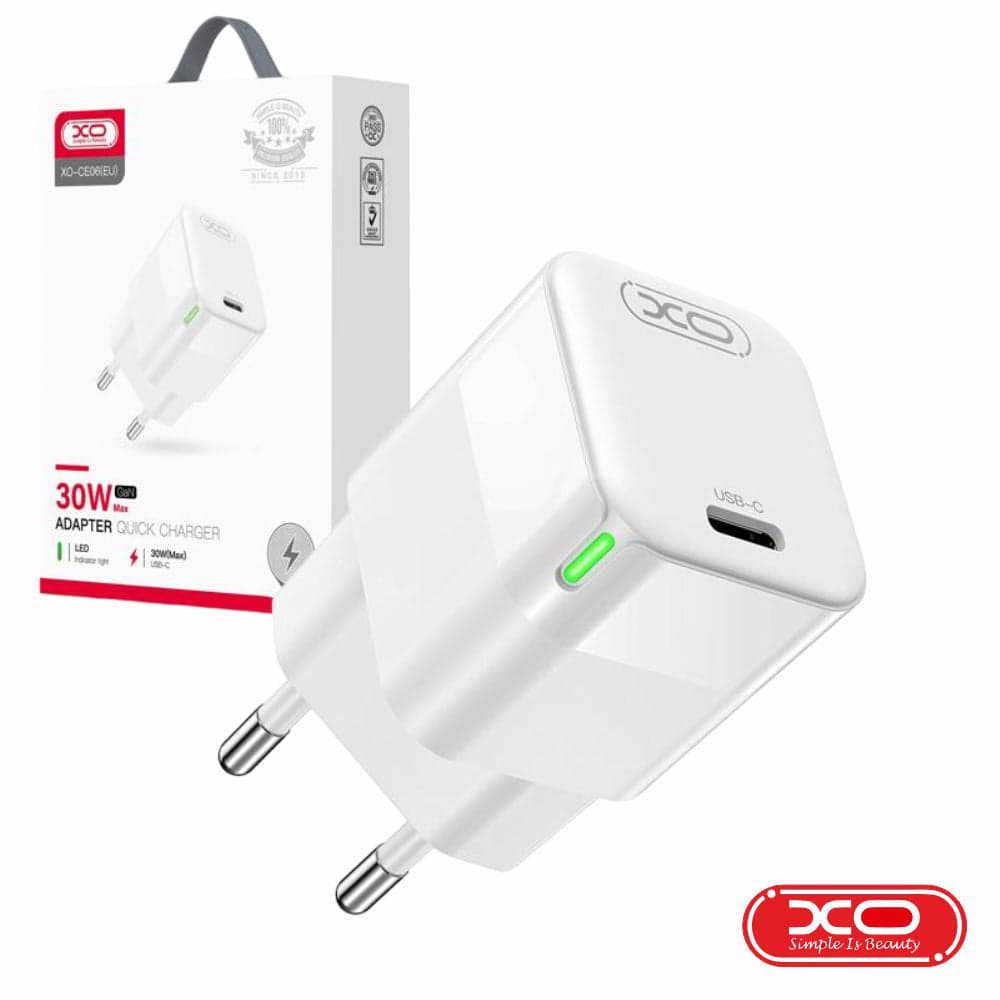 XO CARGADOR DE CORRIENTE CE06 30W TIPO C - COLOR BLANCO
