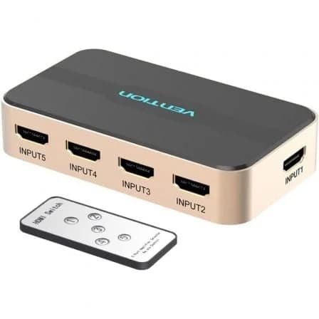 Switch Vention HDMI 5 x 1 HDTV 4k 2K com Áudio e Alimentação com Comando