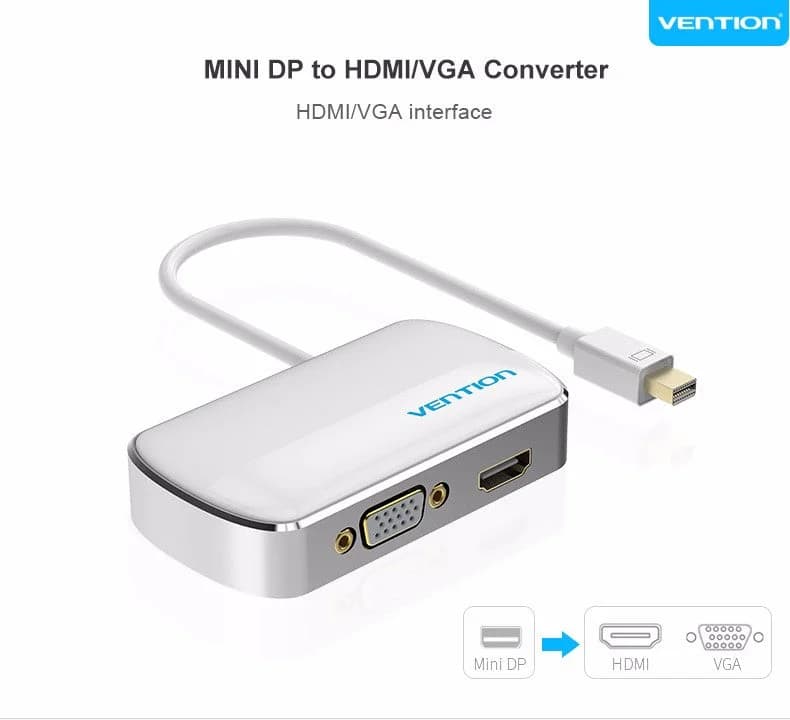 Conversor Vention Adaptador Thunderbolt Mini DisplayPort Macho para HDMI / VGA 2 em 1