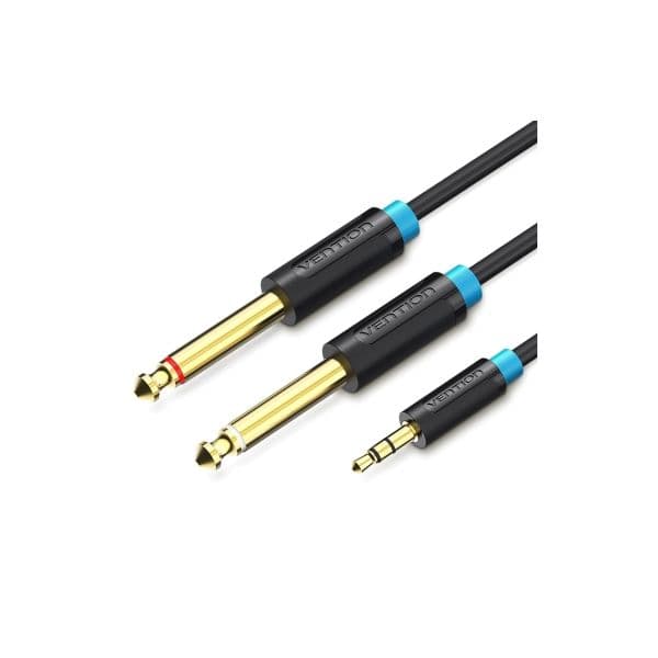Vention Cabo Áudio Jack 3.5mm M Stéreo para 2 Jacks 6.5mm M Mono 2m