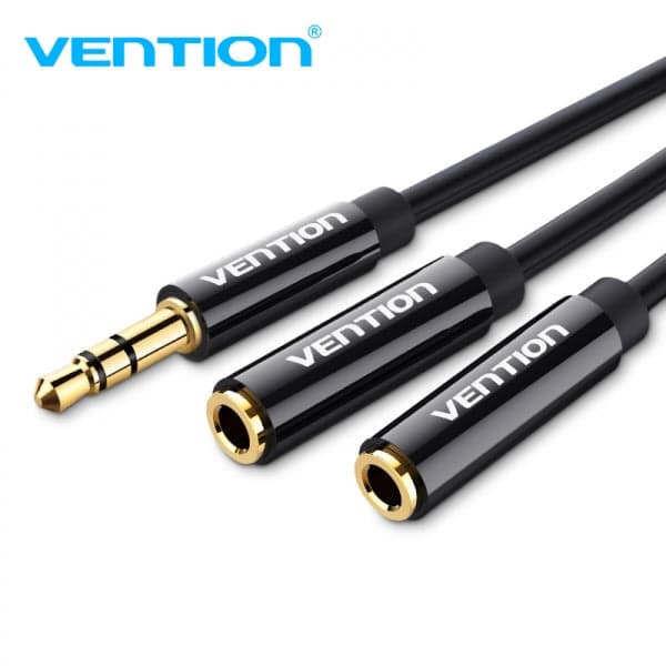 Vention Cabo Áudio Splitter Jack 3.5mm M Para 2 Jacks 3.5mm Stereo F 0,3mts Black - 18-BBSBY