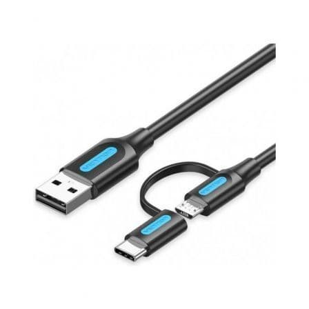 Vention Cabo Usb 2in1 Usb 2.0 para Usb-C/Micro-B Usb CQDBF 1m Preto