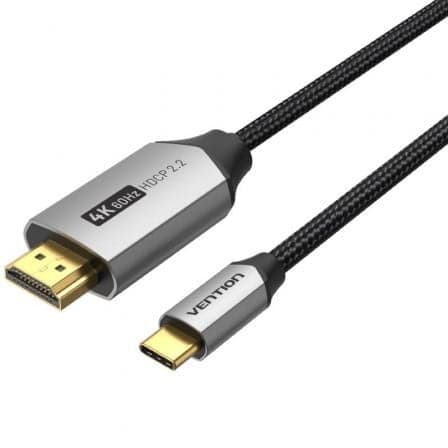 Vention Cabo Conversor USB-C Macho - HDMI 2.0 Macho 4K 1.5m Algodão Trançado Alumínio Preto CRBBG