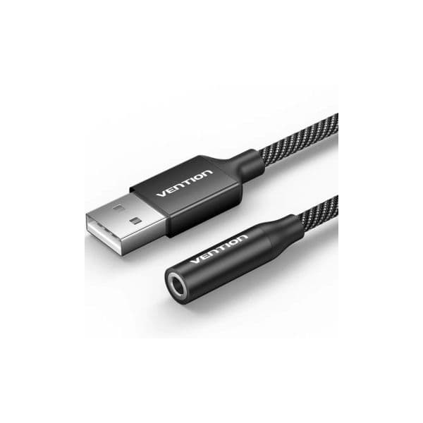 Vention CVEBC Adaptador e Cartão de Som Externo USB 3.5mm Cinza (1m) e Preto (0.25m)