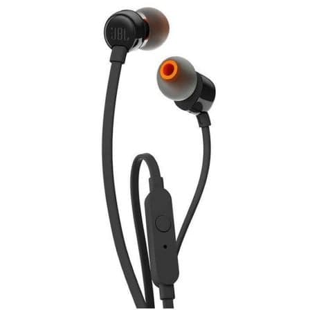 Auriculares JBL Tune 110 – Intra-auriculares com Fio, Microfone e Jack 3.5 mm – Preto