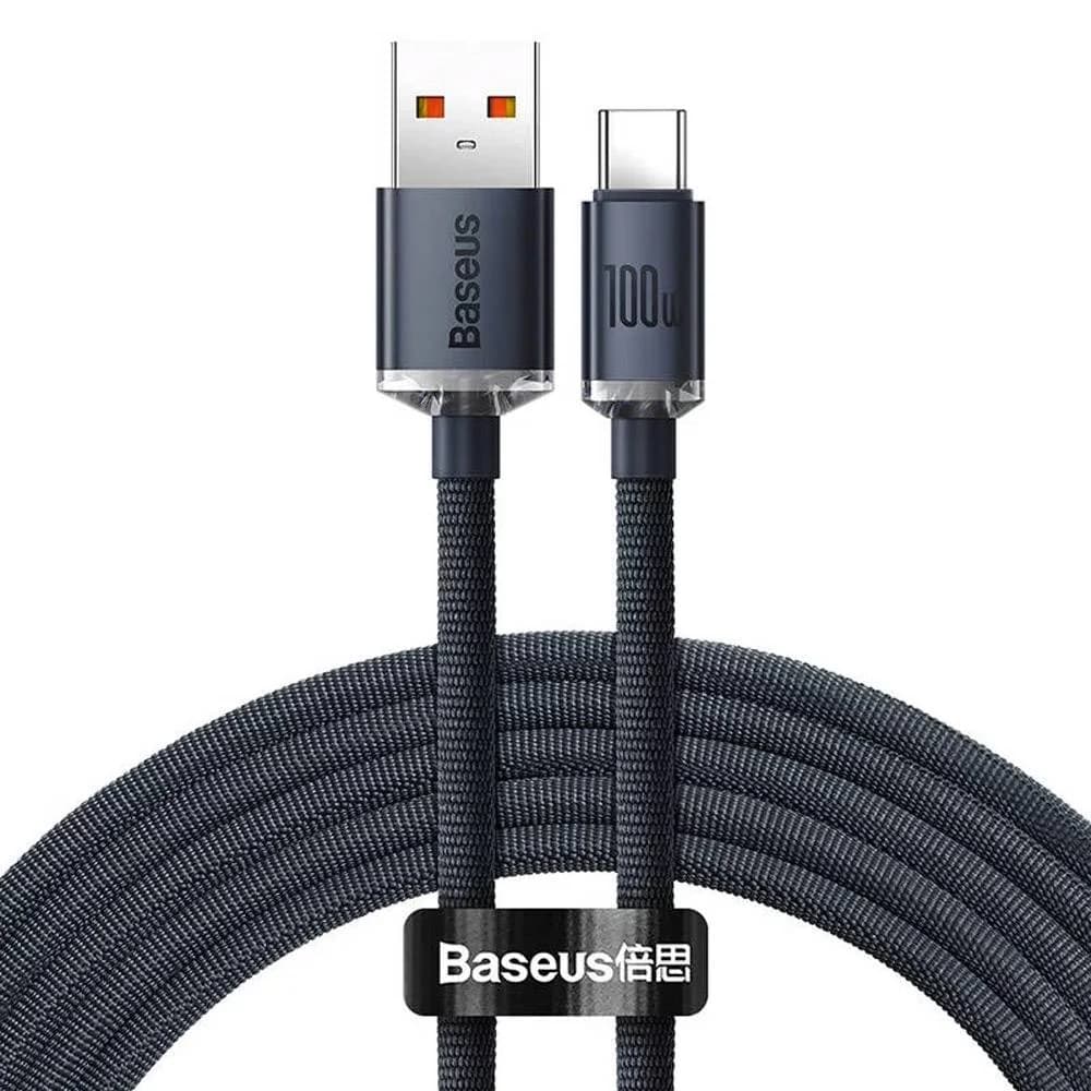 Cabo Baseus Crystal Shine USB-A p/ USB-C PD 100W 1.2m Preto