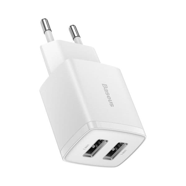 Baseus Carregador Compacto 2U 10,5W Eu Branco