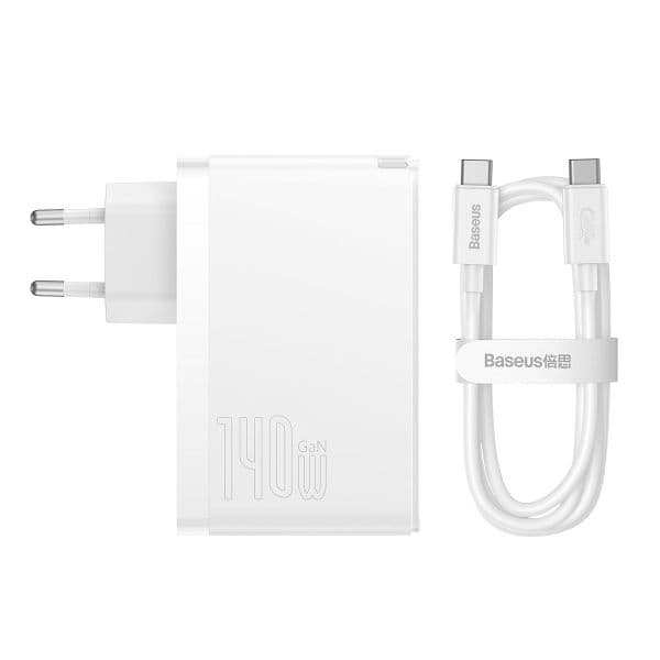 Baseus Carregador GaN5 Pro USB-C/USB 140W Fast Charger Branco