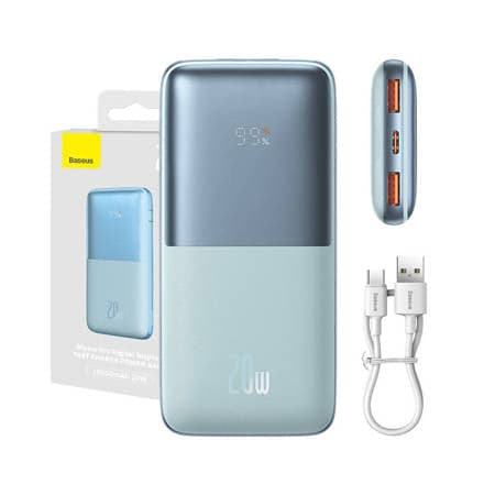 Baseus Bipow Pro powerbank 10000mAh 20W + cabo USB 3A 0.3m azul (PPBD040103)