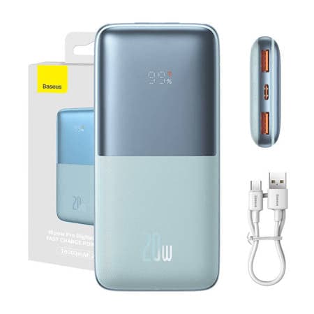 Powerbank Baseus Bipow Pro 10000mAh 20W azul com cabo USB Tipo A - USB Tipo C 3A 0.3m (PPBD040203)
