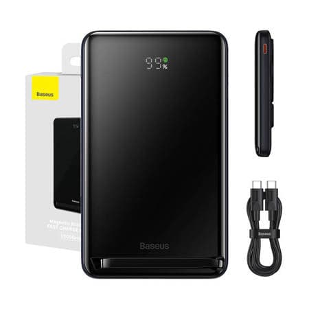 Powerbank Baseus Magnetic Bracket 10000mAh 20W com Carregamento MagSafe Edição Internacional - azul (PPCX000203) + cabo USB-C 60W 0.5m