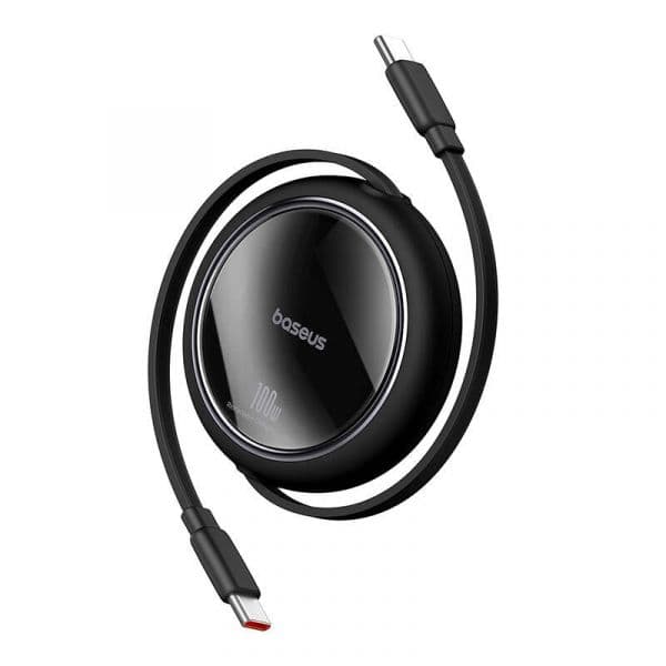 Baseus Free2Draw Mini Cabo USB-C para USB-C Retrátil PD 100W 1m Preto