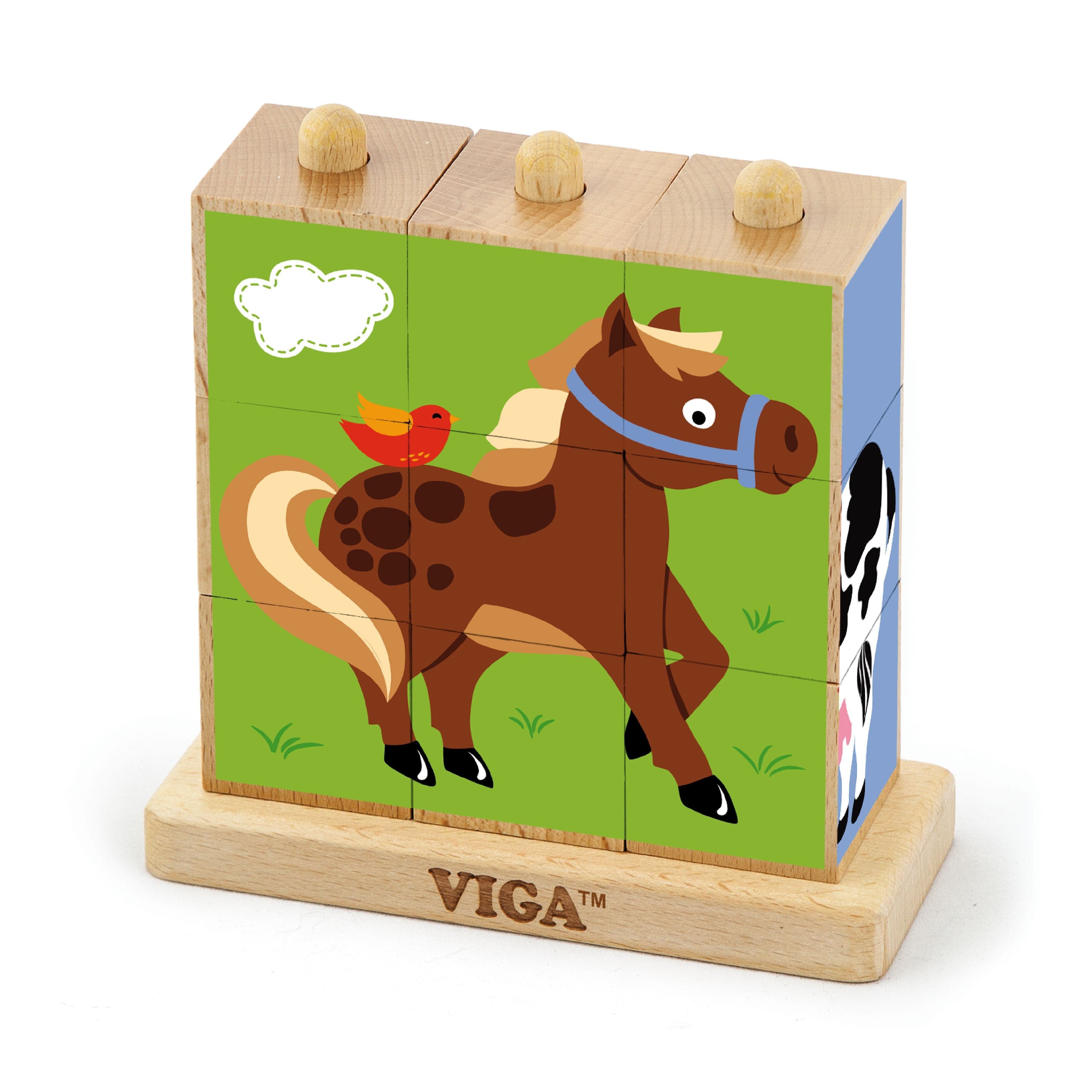 Puzzle De Empilhar 9 Peças Animais Da Quinta Viga