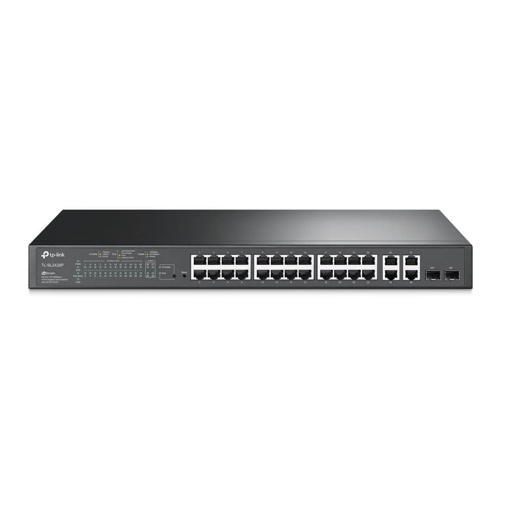 Tp-Link JetStream 24-Port 10/100 Mbps + 4-Port Gigabit, 24-Port PoE+ - TL-SL2428P