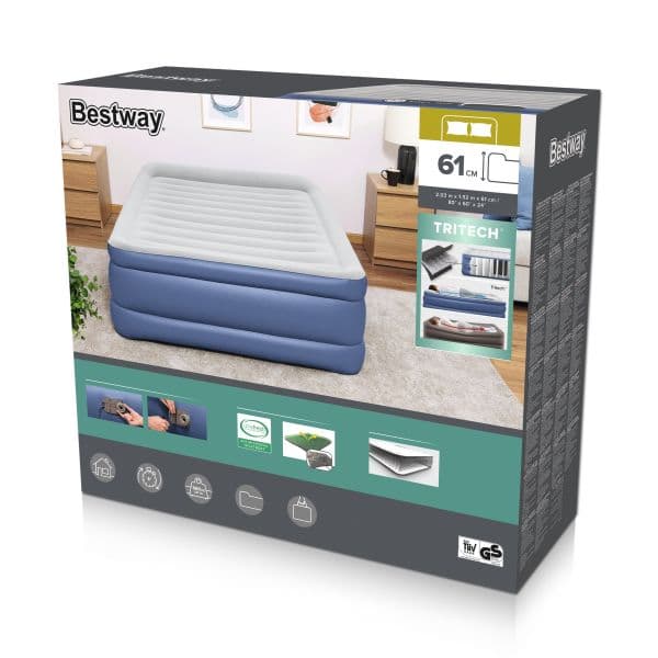 Bestway Cama de Ar Dupla Tritech Queen com Bomba AC Embutida