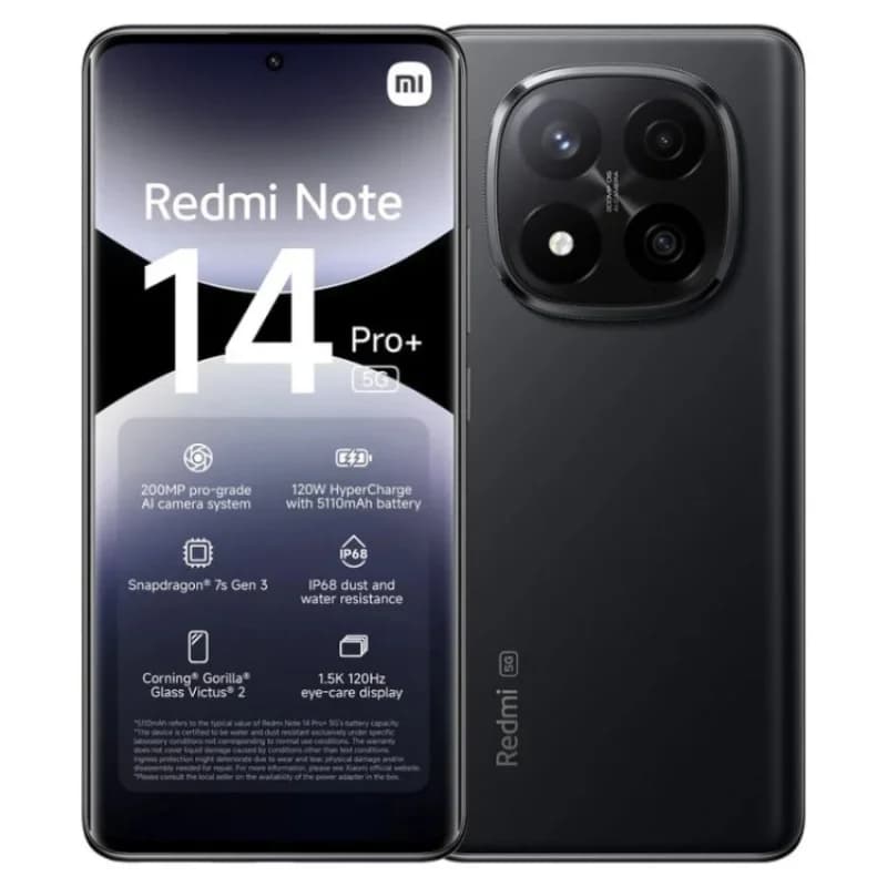 Xiaomi Redmi Note 14 Pro+ (Plus) 5G 6.67" Dual SIM 8GB/256GB Midnight Black