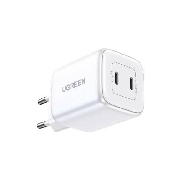 Carregador Rápido GaN 2 x USB-C 45W QC PD Ugreen CD294 - branco