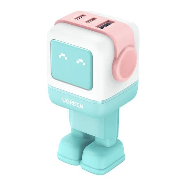Ugreen Robot GaN Carregador 65W 2x USB-C 1x USB-A UG35855 Azul, Mint, Rosa Azul