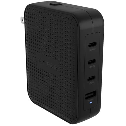 Carregador HYPER HJ1001BKWWGL 140 W 3 USB-C + 1 USB-A GaN PPS Preto Internacional