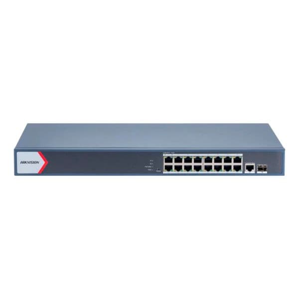 Hikvision Switch PoE 16 Portas Gigabit RJ45 + 1 Porta RJ45/SFP DS-3E1518P-EI/M