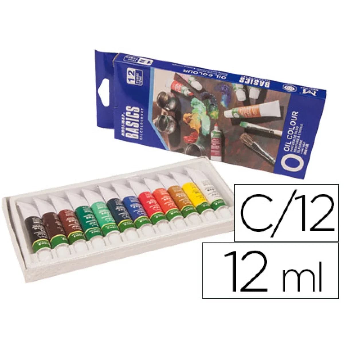 Pintura oleo artist caixa cartao de 12 cores sortidas tubo de 12 ml