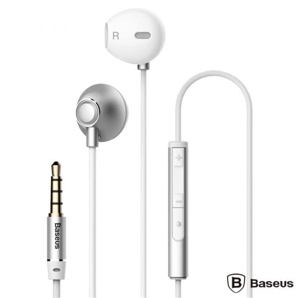 Baseus Auriculares c/ Fios + Micro Enock NGH06-0S White