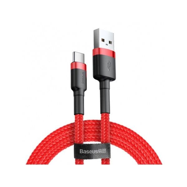 Baseus Cabo Cafule Durable Nylon Braided Wire Usb / Usb-c QC3.0 2A 2M Vermelho - CATKLF-C09