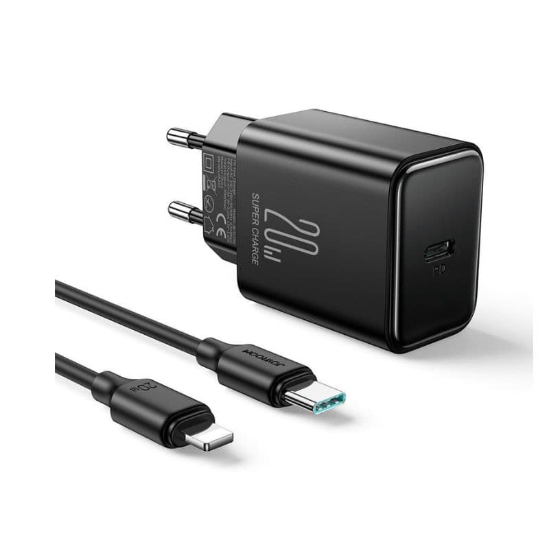 NÚCLEO JOYROOM JR-TCF06EU 20W TYPE C + CABO TYPE C - LIGHTNING 1M - Tuga Mobile