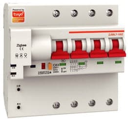 MOES ZCB-4P100M - Disjuntor DIN Zigbee 4P 100A Monitor Energia