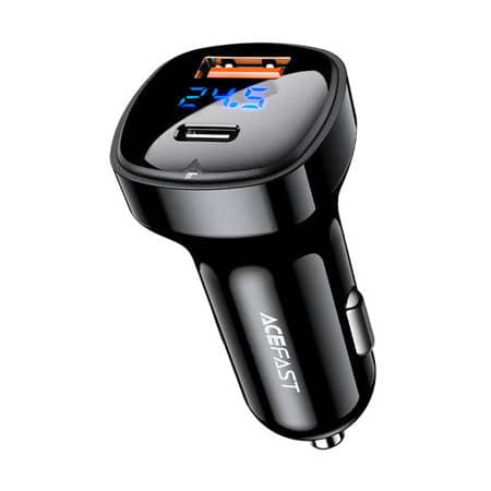 Acefast Carregador de carro 66W USB Tipo C / USB, PPS, Power Delivery, Quick Charge 4.0, AFC, FCP preto (B4 preto)
