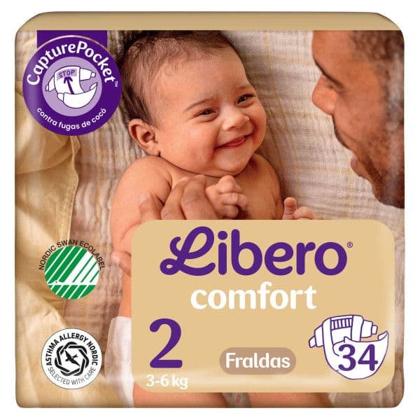 Fraldas Libero Comfort T2 (3-6Kg) 34 Unidades