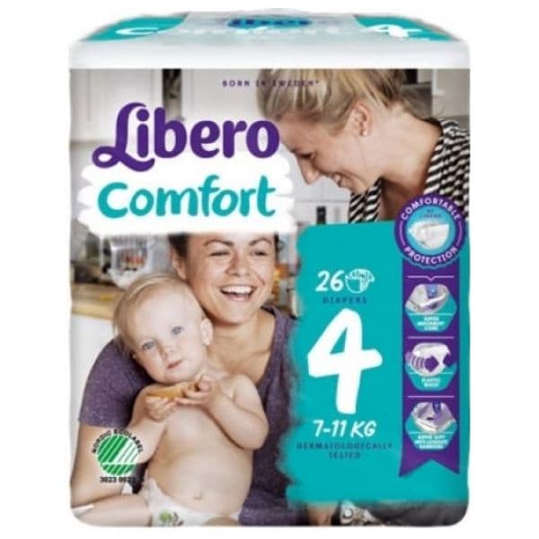 Libero Fraldas Comfort T4 7-11Kg 26 un.