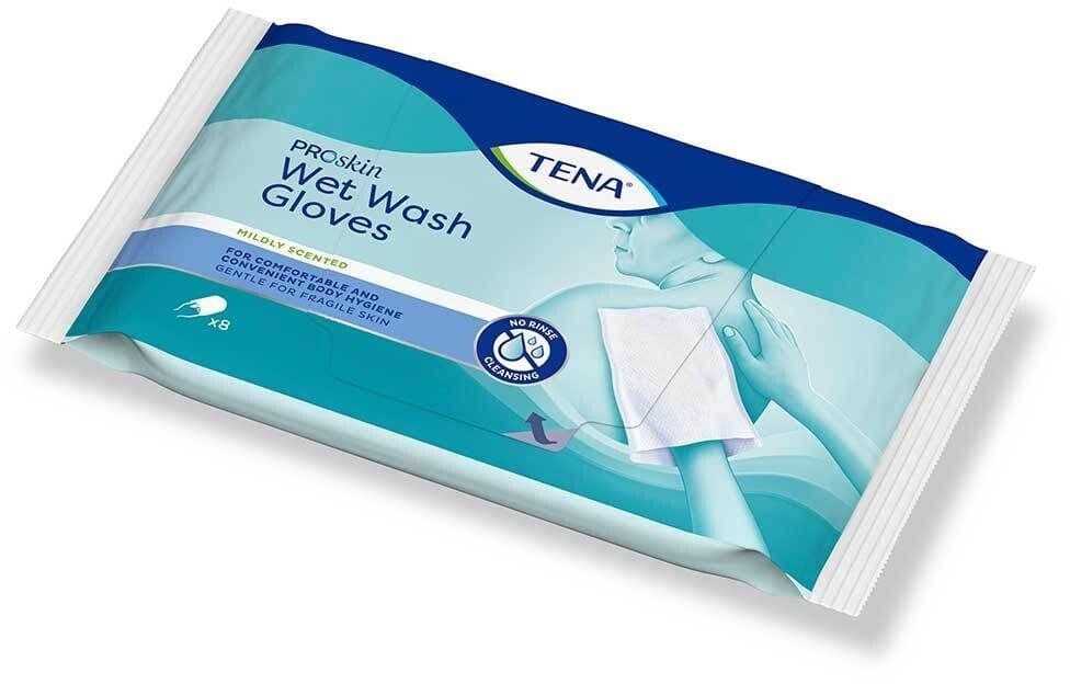 Tena wet wash luvas x8