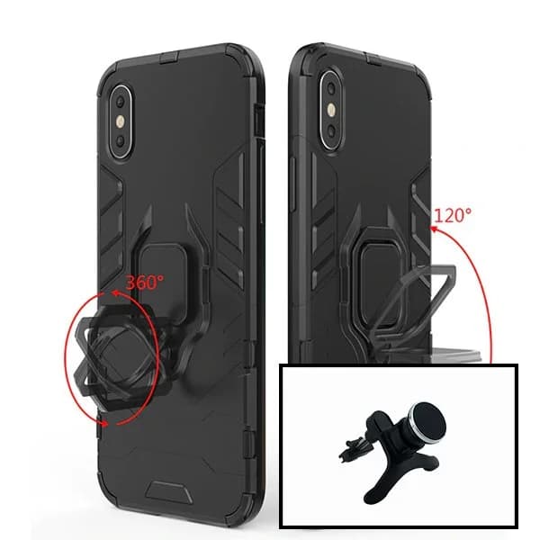 Kit Suporte Magnético de Carro Reforçado + Capa 3X1 Military Defender para Xiaomi Redmi 9A Sport
