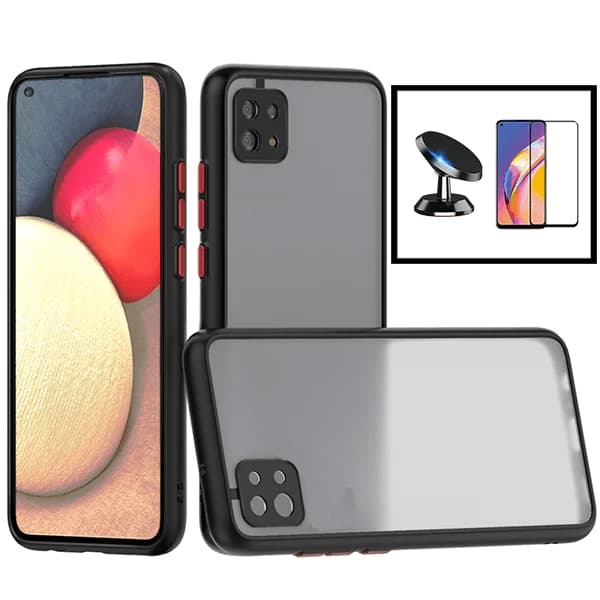 Kit Capa Anti Choque Camera Protection + Película 5D Full Cover + Suporte Magnético de Carro para Xiaomi Mi 11 Lite 5G NE - Preto