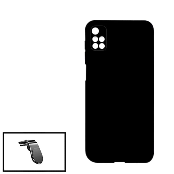 Kit Suporte Magnético L Safe Driving Carro + Capa Silicone Líquido para Xiaomi Redmi 10 - Preto