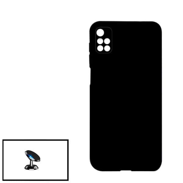 Kit Suporte Magnético de Carro + Capa Silicone Líquido para Xiaomi Redmi 10 Prime - Preto