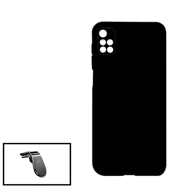 Kit Suporte Magnético L Safe Driving Carro + Capa Silicone Líquido para Xiaomi Redmi 10 Prime - Preto