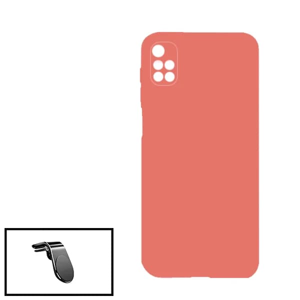 Kit Suporte Magnético L Safe Driving Carro + Capa Silicone Líquido para Xiaomi Redmi 10 - Rosa
